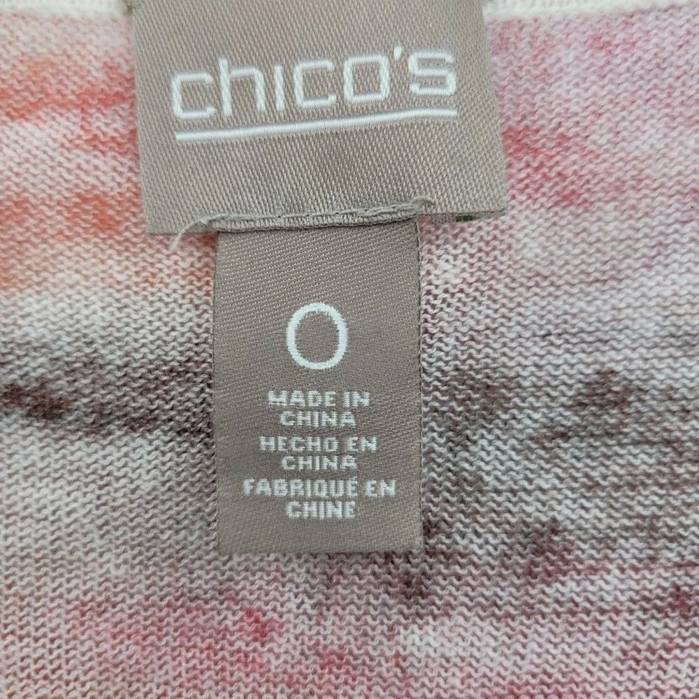 Chico's Tribal Chic‎ Strom Cardigan Sz 0 Pink Linen Open Lightweight Statement
